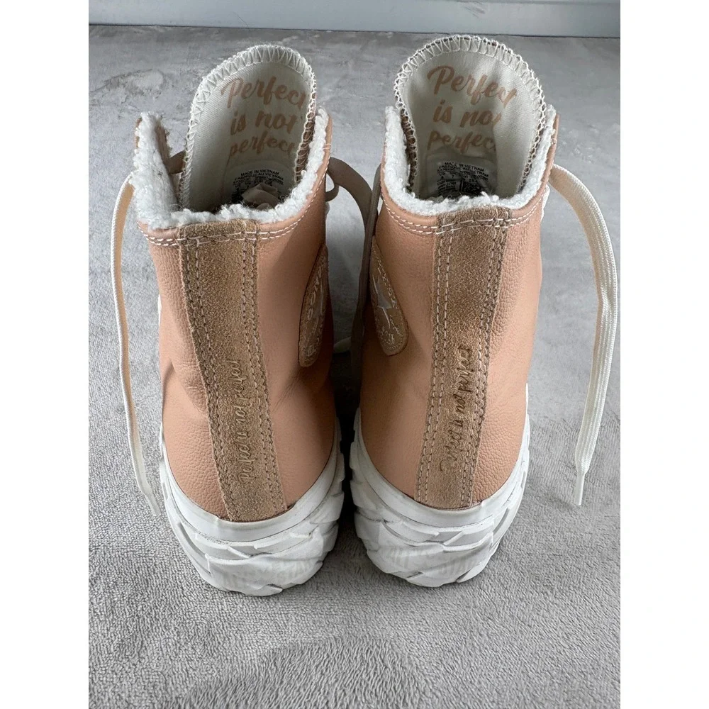 Converse Chuck Taylor All Star Move Platform Leather Sherpa Peach Womens 9 - Picture 7 of 9